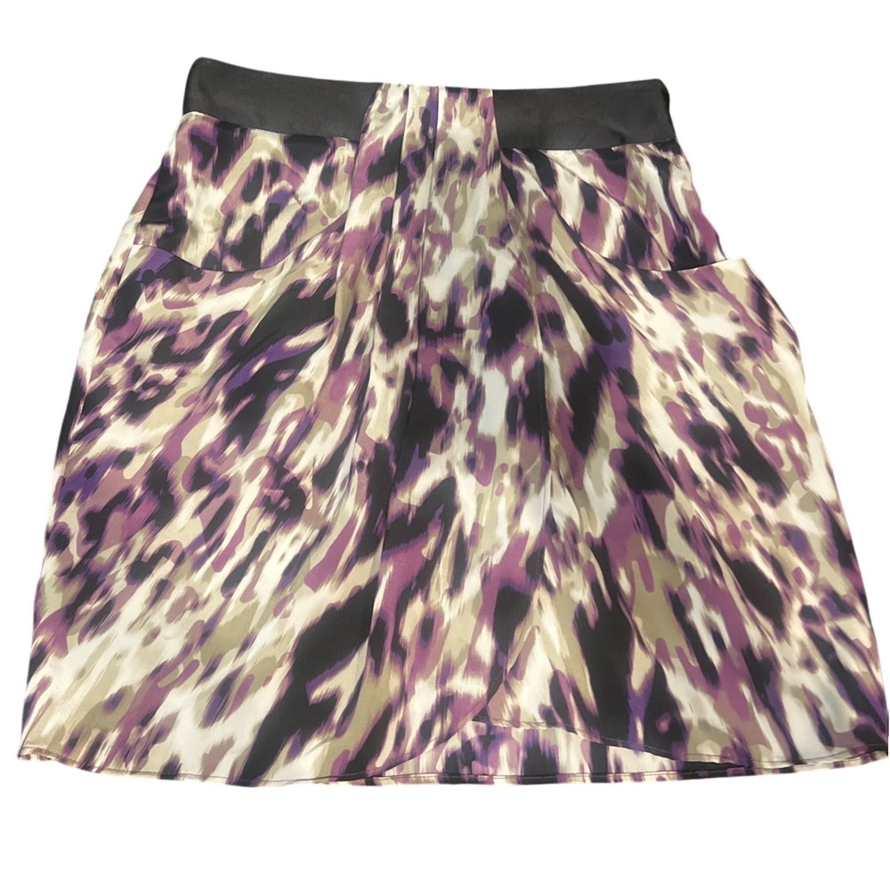 NWT -‎ Cynthia Steffe Silk Mini Skirt Purple Abstract Print Amethyst Size 4